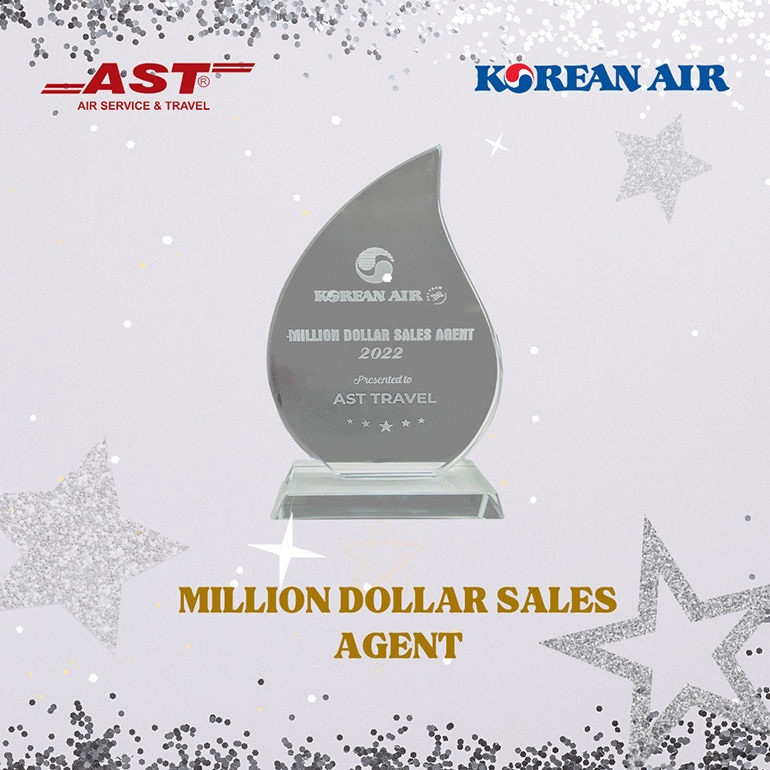 AST Travel vinh dự nhận được giải thưởng Million Dollar Sales Agent từ HHK KOREAN AIR 2022