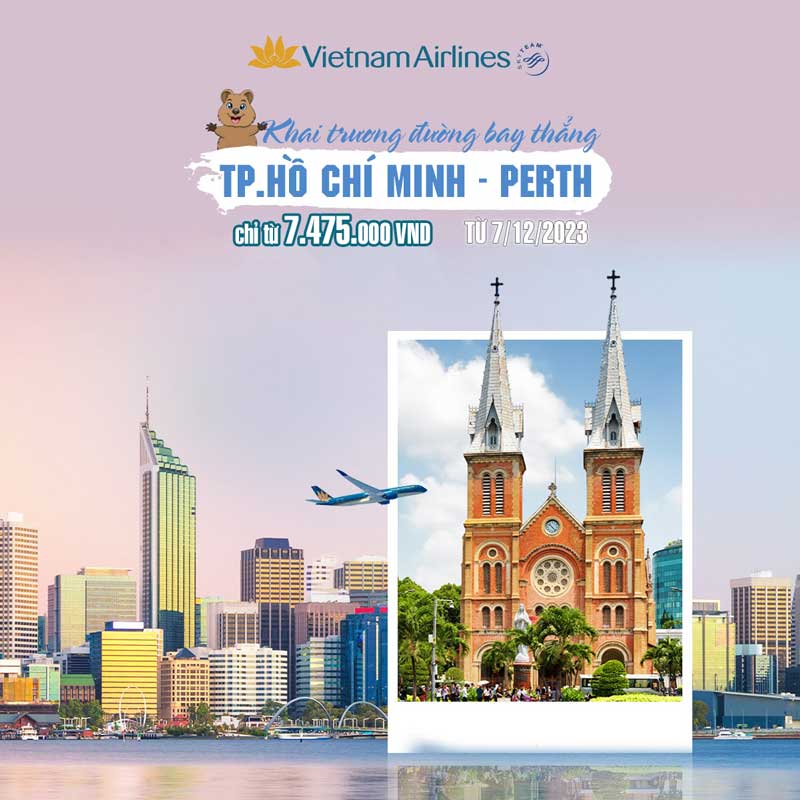 Vietnam Airlines mở đường bay thằng từ Tp. Hồ Chí Minh đến Perth