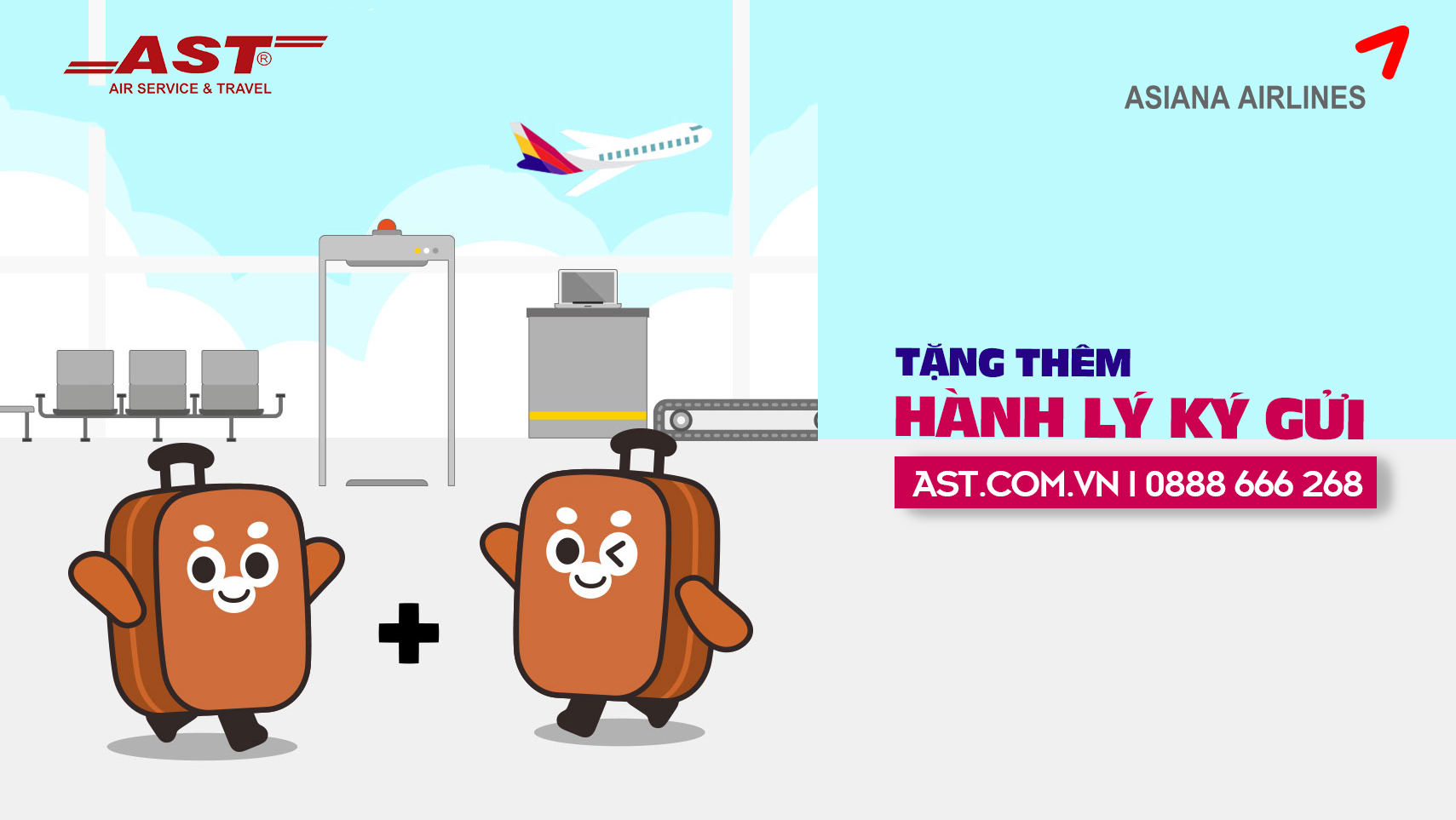 Asiana Airlines tung lộc đầu năm 2024 - Tặng thêm 1 kiện hành lý ký gửi