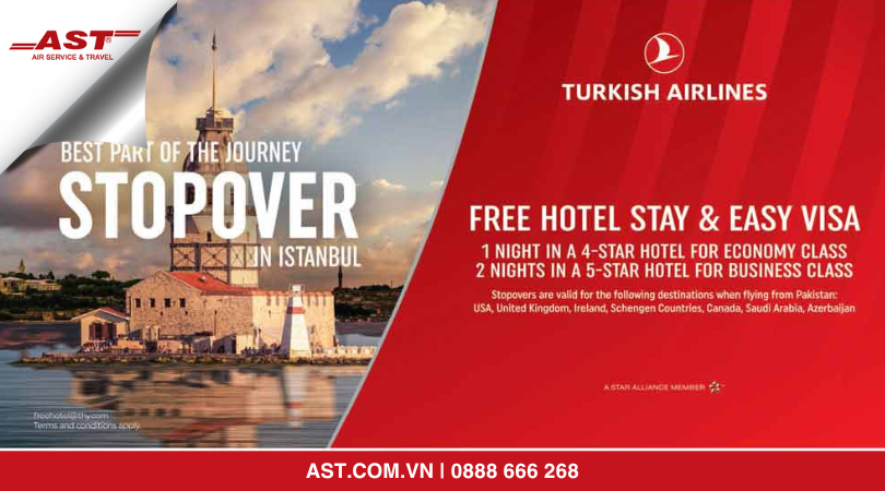 Quá cảnh miễn phí, lưu trú tại các khách sạn đẳng cấp ở Istanbul cùng Turkish Airlines