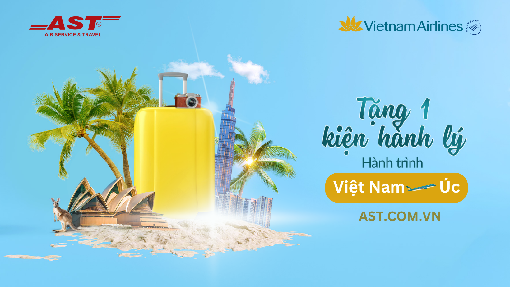 Tặng kiện hành lý miễn phí - Bay đến Úc vi vu cùng Vietnam Airlines