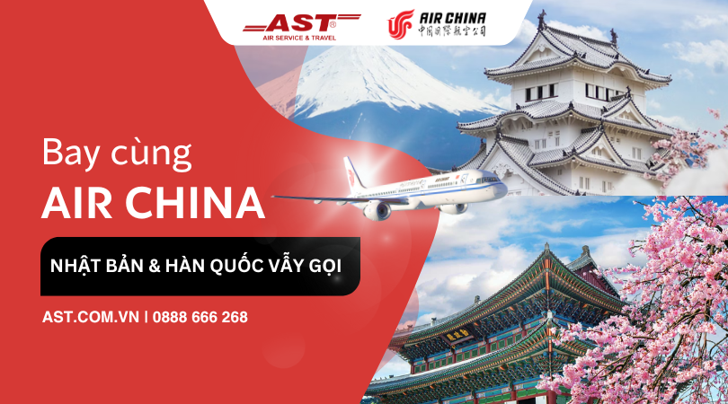 Air China khuyến mãi đường bay Hà Nội đi Nhật Bản và Hàn Quốc