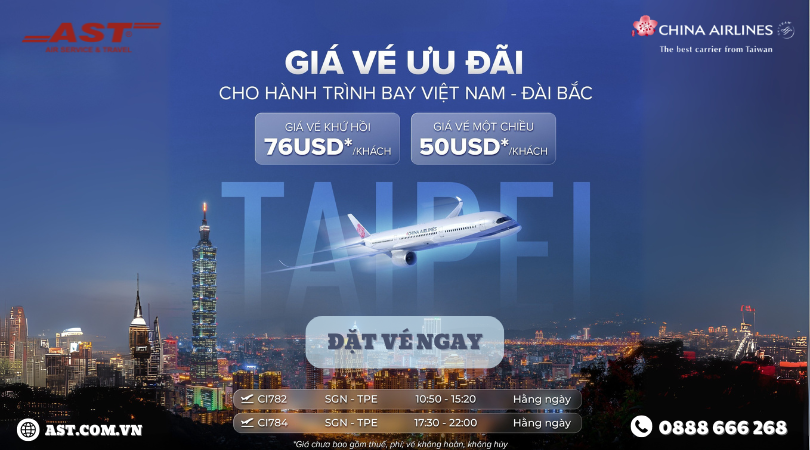 Khám phá Đài Bắc với mức giá ưu đãi từ China Airlines & AST Travel