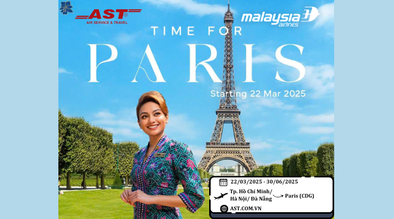 Bay thẳng Paris cùng Malaysia Airlines chỉ từ 9 triệu đồng