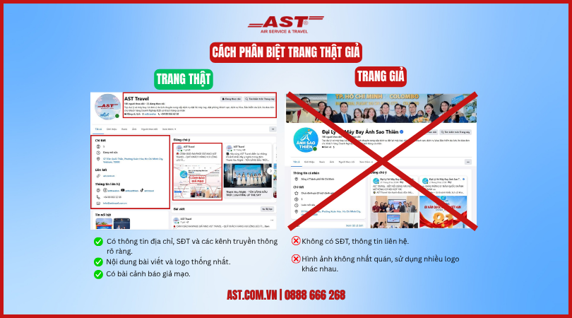 CẢNH BÁO FANPAGE GIẢ MẠO THƯƠNG HIỆU AST TRAVEL