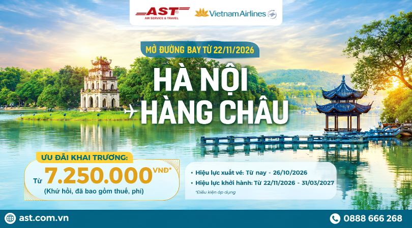 Vietnam Airlines mở đường bay thẳng Hà Nội đến Hàng Châu từ ngày 15/11