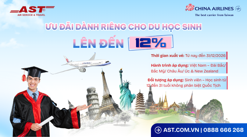 Ưu đãi đầu năm, China Airlines dành tặng đặc quyền giá vé cho du học sinh